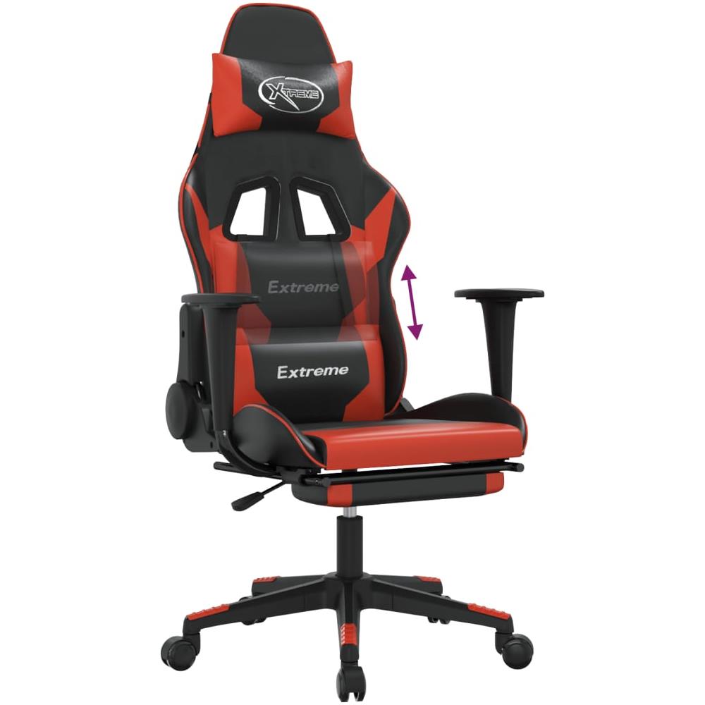 Sedia Da Gaming Con Poggiapiedi Nero E Rosso In Similpelle - Foto 2
