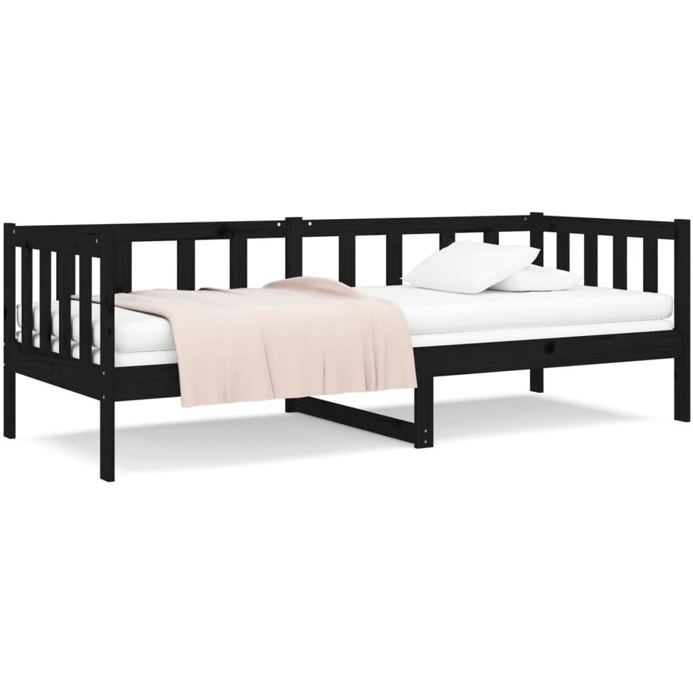 Dormeuse Nera 80x200 Cm In Legno Massello Di Pino - Foto 2
