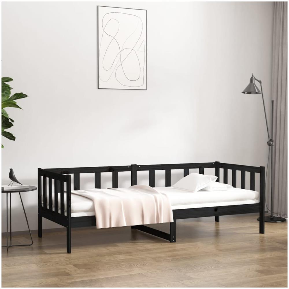 Dormeuse Nera 80x200 Cm In Legno Massello Di Pino - Foto 1