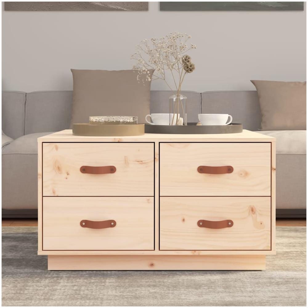 Tavolino Da Salotto 80x80x45 Cm In Legno Massello Di Pino - Foto 2