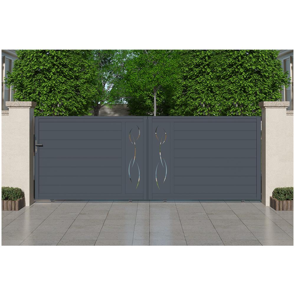 Life Grigio 4m Cancello Scorrevole In Alluminio H. 140 + 2 Pali - Foto 2