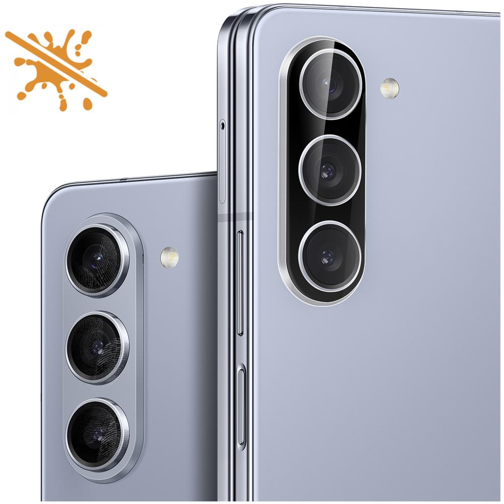 Protezione Fotocamera Per Samsung Galaxy Z Fold5 Bi-materiale Anti-macchie Nero - Foto 2