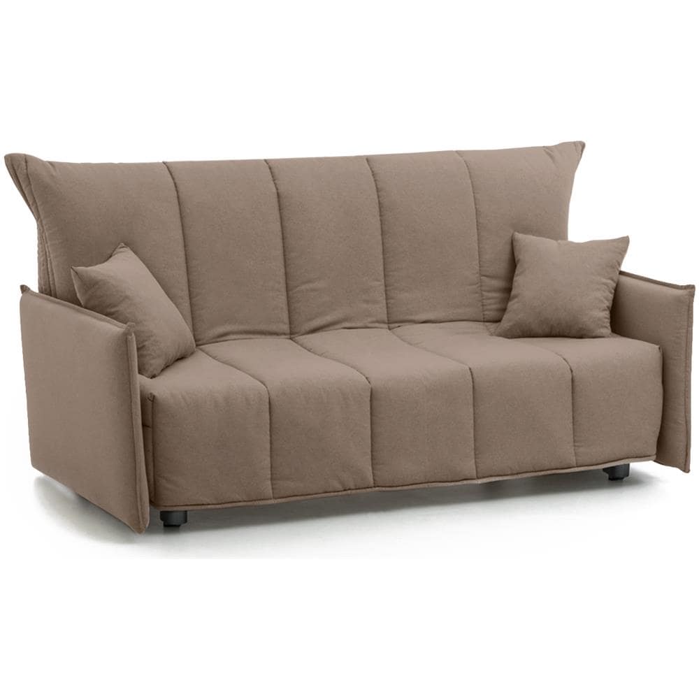 Divano Letto Allyson, Divano A 3 Posti, 100% Made In Italy, Sofà Soggiorno Con Apertura A Carrello, In Tessuto Imbottito, Con Braccioli Standard, Cm 190x90h85, Tortora - Foto 2