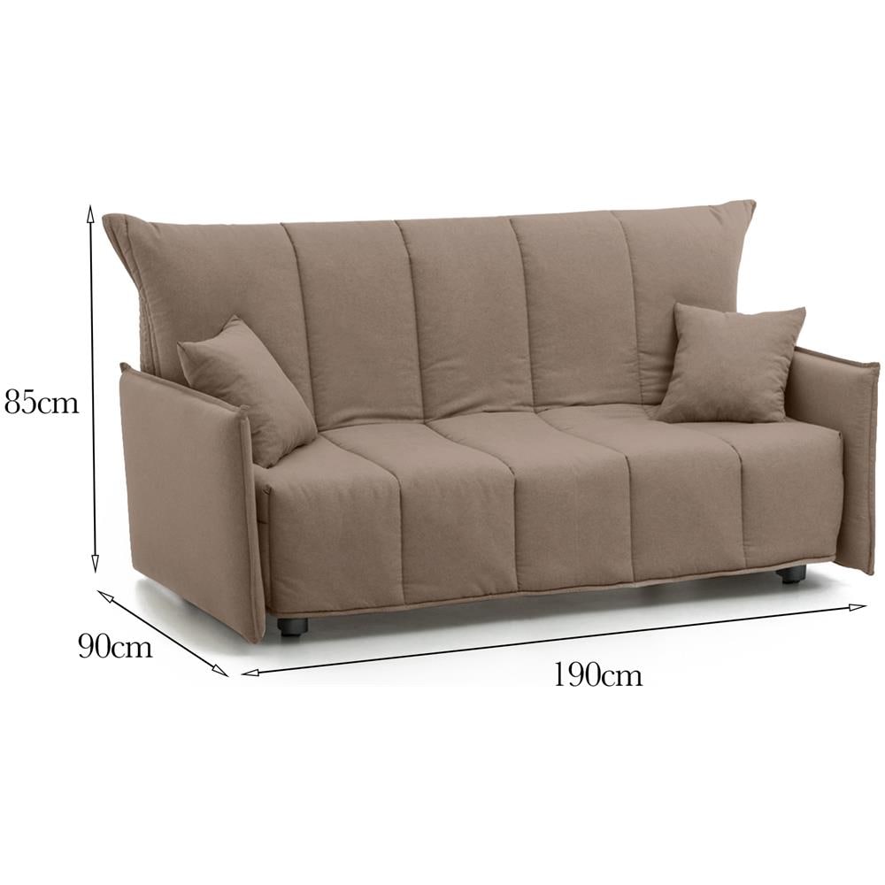 Divano Letto Allyson, Divano A 3 Posti, 100% Made In Italy, Sofà Soggiorno Con Apertura A Carrello, In Tessuto Imbottito, Con Braccioli Standard, Cm 190x90h85, Tortora - Foto 4