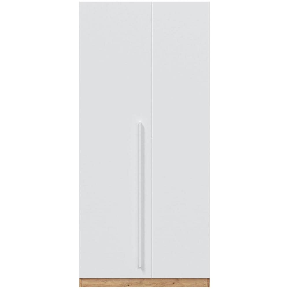 Guardaroba Abilene, Armadio Per Camera Da Letto A 2 Ante Battenti, Mobile Con 3 Ripiani E Barra Appendiabiti, 90x52h200 Cm, Rovere Nodi E Bianco - Foto 4
