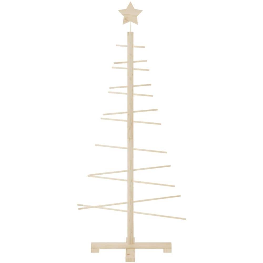 Albero Di Natale Decorativo In Legno 125 Cm Legno Massello Pino - Foto 3