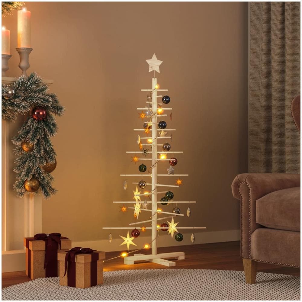 Albero Di Natale Decorativo In Legno 125 Cm Legno Massello Pino - Foto 1
