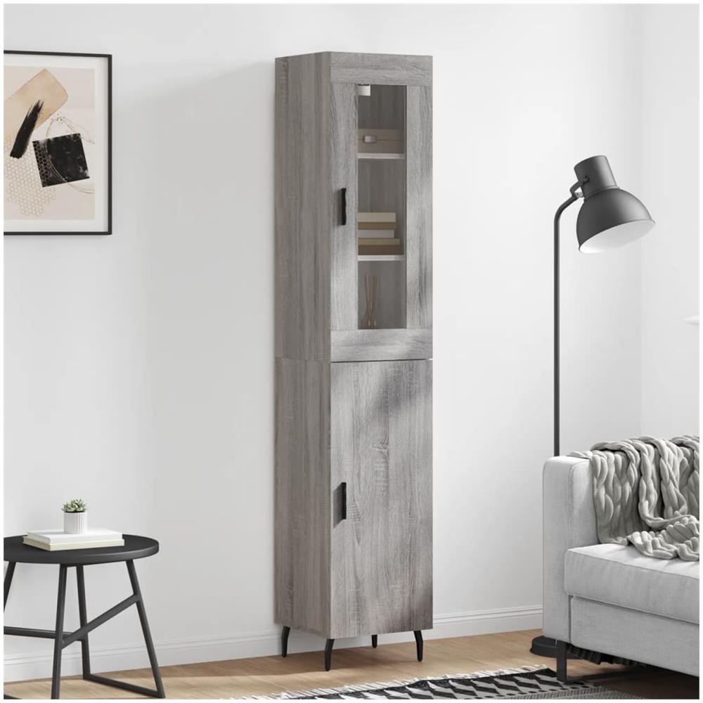 Credenza Grigio Sonoma 34,5x34x180 Cm In Legno Multistrato - Foto 1