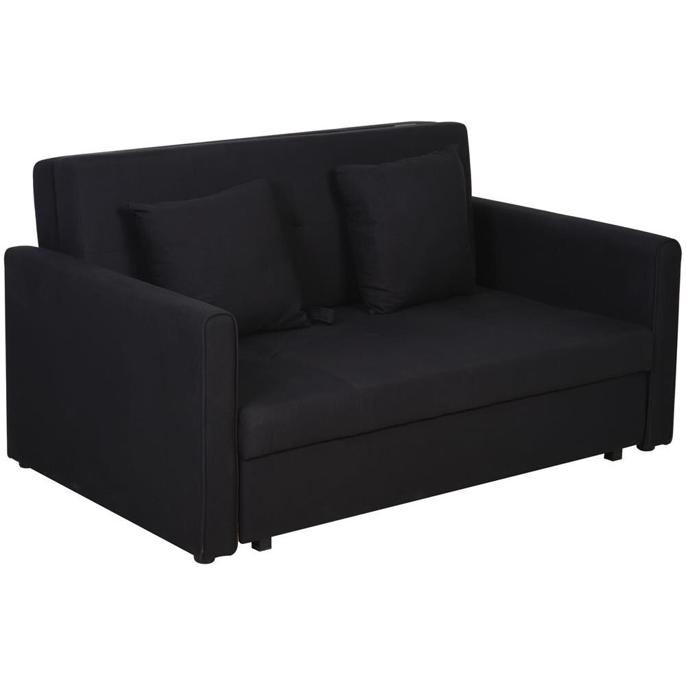 Divano Letto 2 Posti con Spazio Portaoggetti per Soggiorno e Camera, in Policotone e Gommapiuma, Grigio - Foto 1