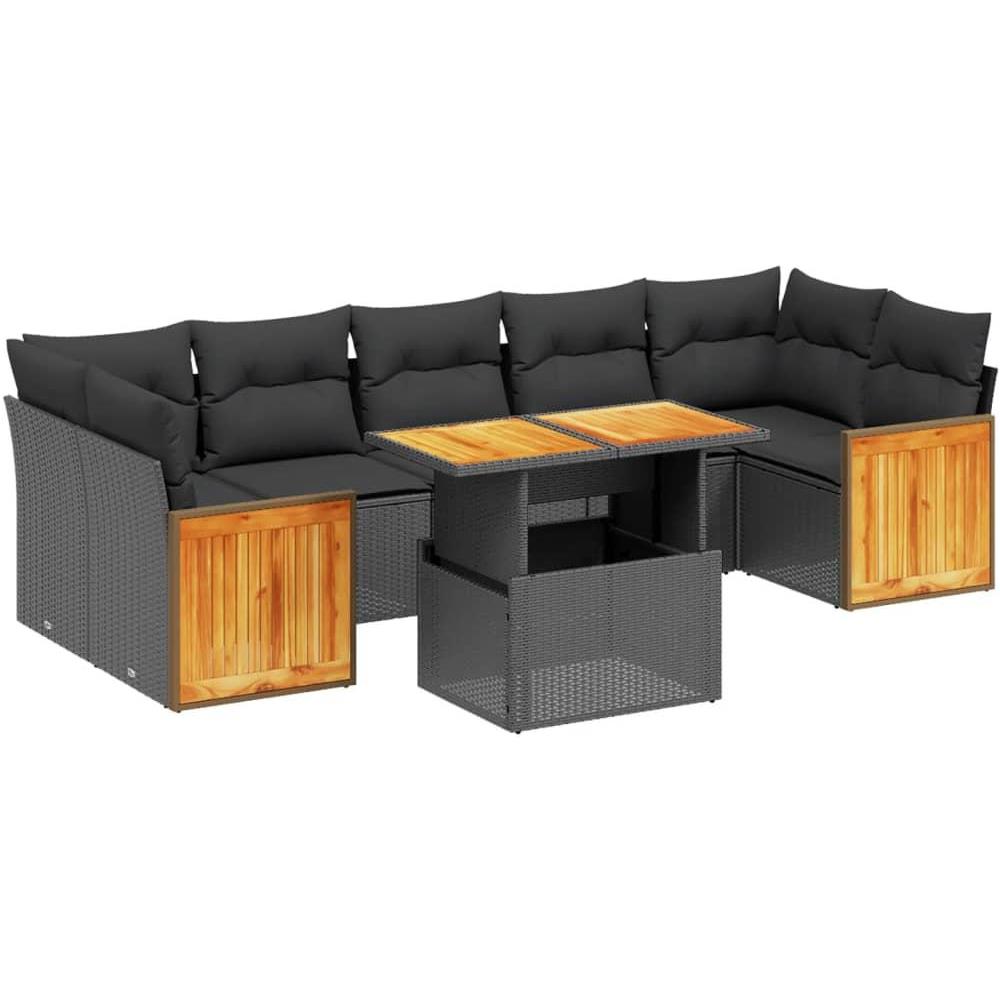 Set Divani da Giardino con Cuscini 8 pz Nero in Polyrattan - Foto 1