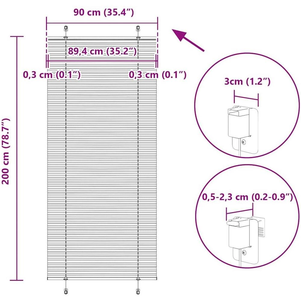 Tenda Plissettata Bianca 90x200 cm Larghezza Tessuto 89,4 cm - Foto 10