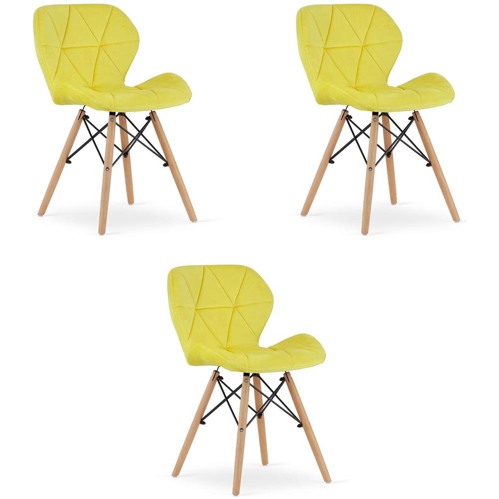 WAKO Sedia in velluto giallo design moderno x3 - Foto 1