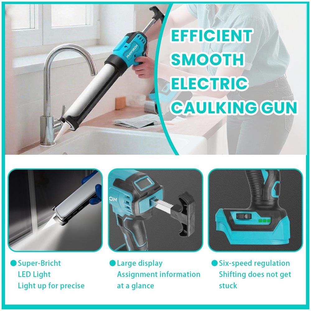 Pistola Per Silicone Elettrica, Pistola Per Stuccare Elettrica, Adatta Per Riparazioni Di Finestre, Porte, Cucine Ed Edifici, Senza Batteria - Foto 4