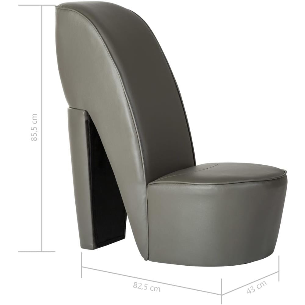 Poltrona A Forma Di Scarpa Con Tacco In Similpelle Grigia - Foto 7