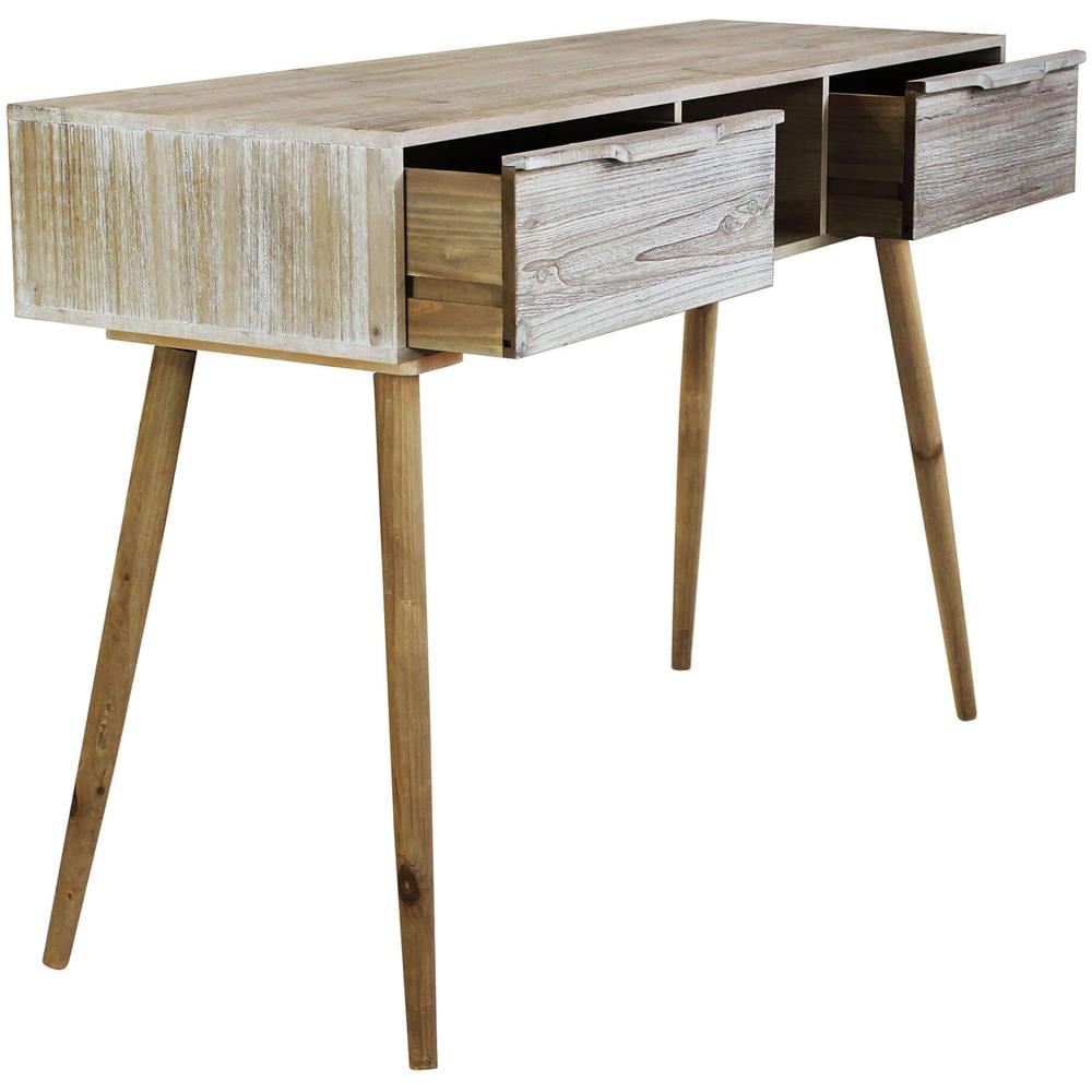 Chloe - Consolle Con 2 Cassetti In Legno Di Paulownia E Mdf Industrial - Foto 2