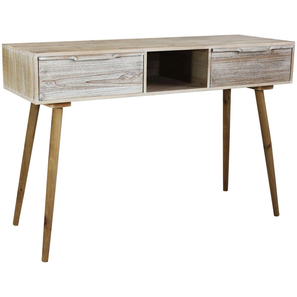 Chloe - Consolle Con 2 Cassetti In Legno Di Paulownia E Mdf Industrial - Foto 1