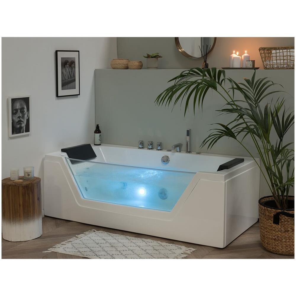 Moderna Vasca Idormassaggio Bianca Con Led 160 Cm Samana - Foto 2