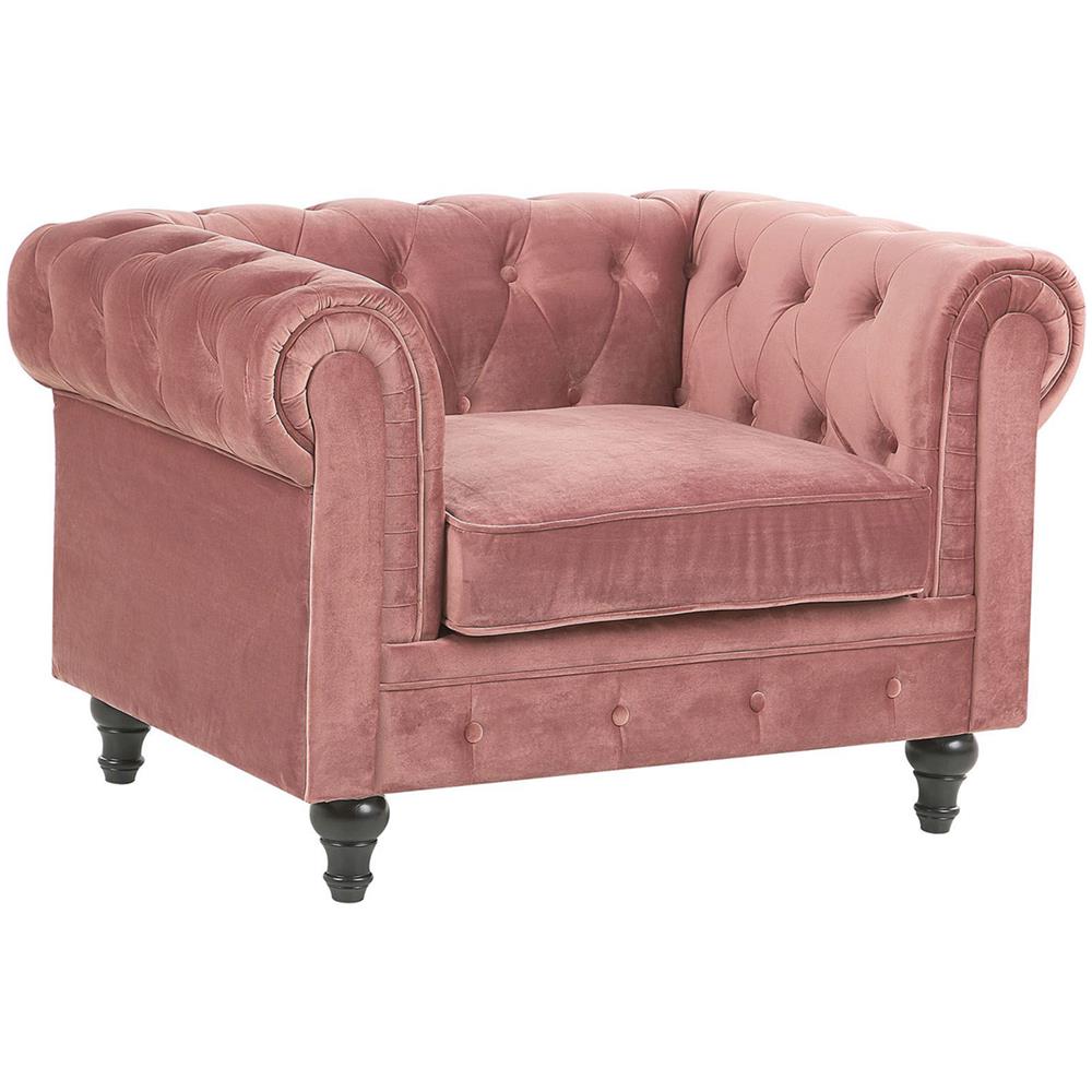 Poltrona In Velluto Rosa Chesterfield - Foto 1