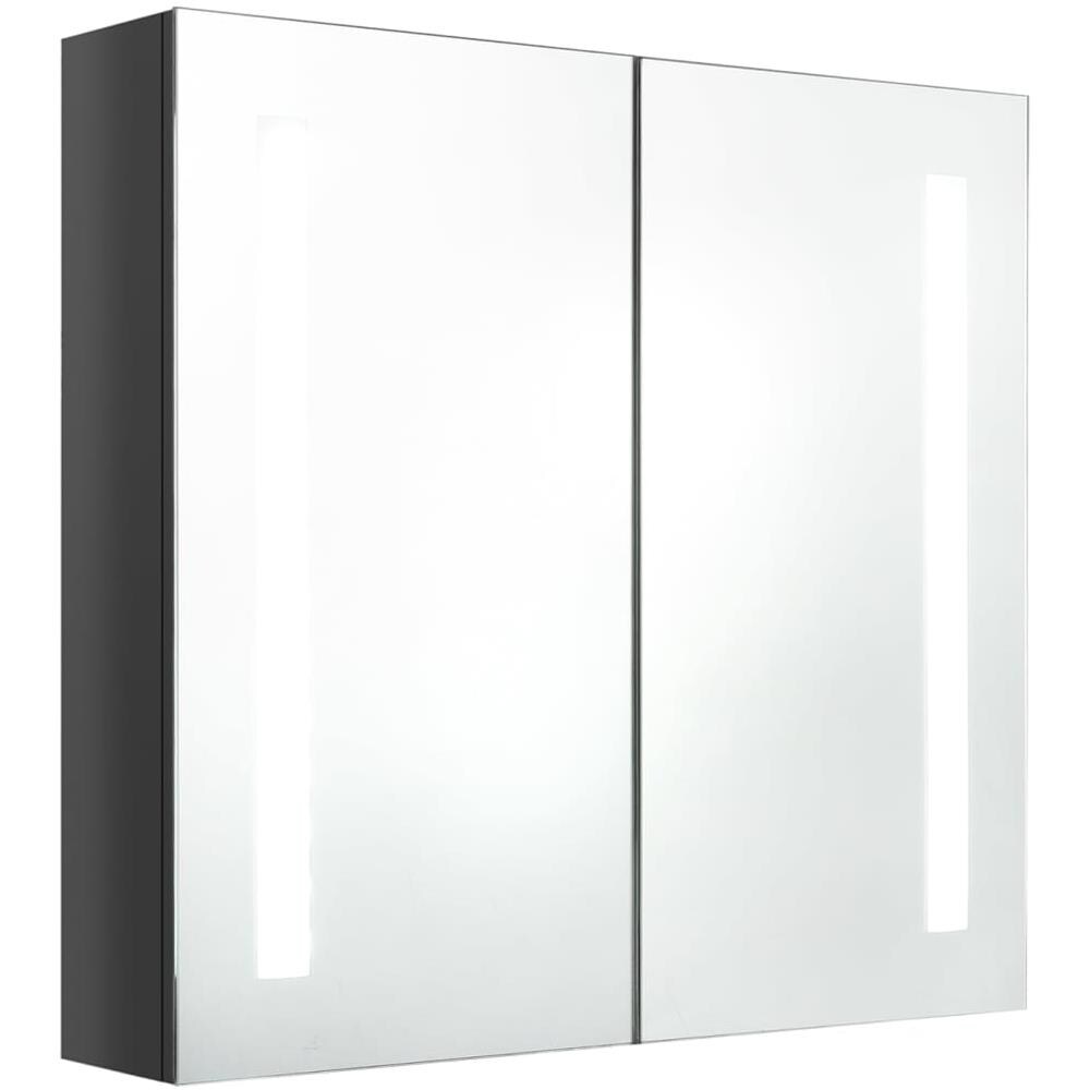 Armadietto Bagno con Specchio e LED Grigio Lucido 62x14x60 cm - Foto 2