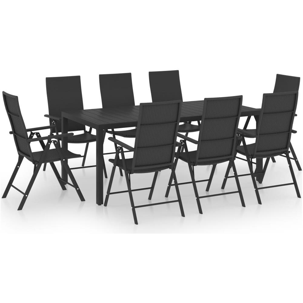 Set Da Pranzo Da Giardino 9 Pz Nero - Foto 1