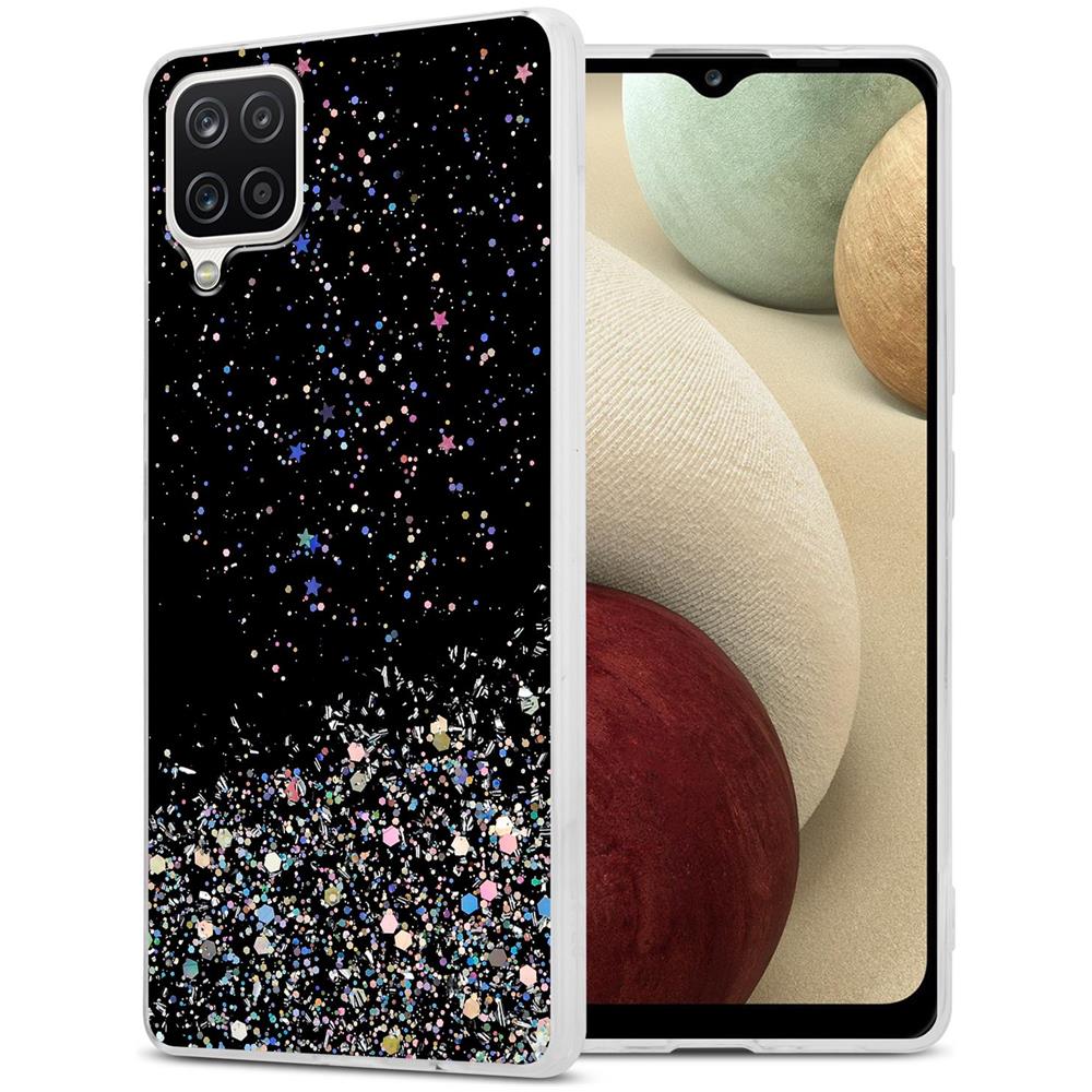 Custodia Compatibile Con Samsung Galaxy A12 / M12 In Nero Con Glitter - Coperchio Protettivo In Silicone Tpu Flessibile Con Glitter Scintillanti - Foto 1
