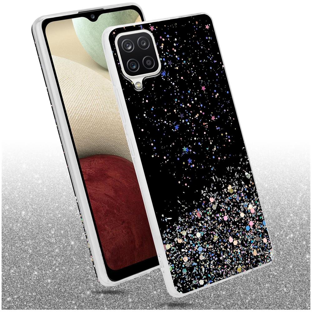 Custodia Compatibile Con Samsung Galaxy A12 / M12 In Nero Con Glitter - Coperchio Protettivo In Silicone Tpu Flessibile Con Glitter Scintillanti - Foto 2