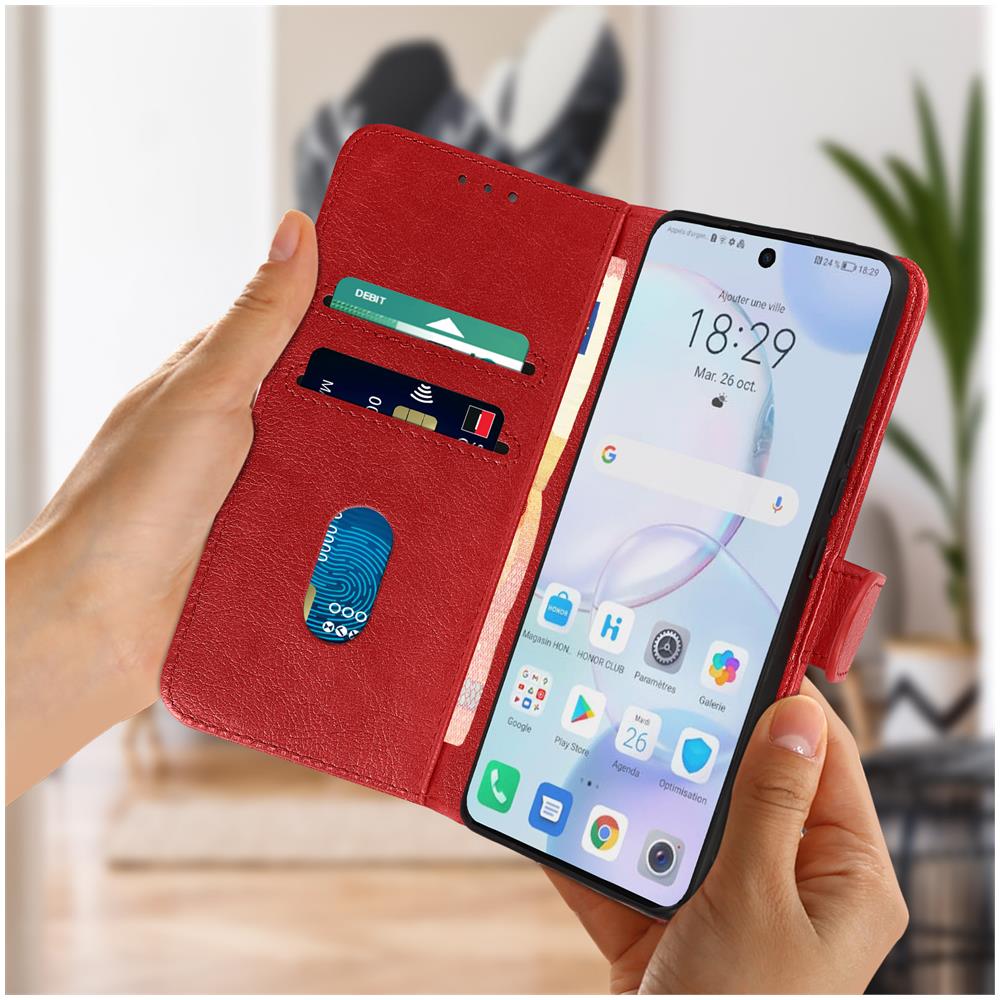 Custodia Per Huawei Nova 9 Copertina Portacarte Funzione Supporto Rossa - Foto 2