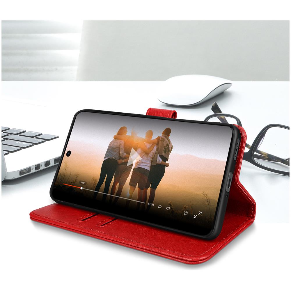 Custodia Per Huawei Nova 9 Copertina Portacarte Funzione Supporto Rossa - Foto 5