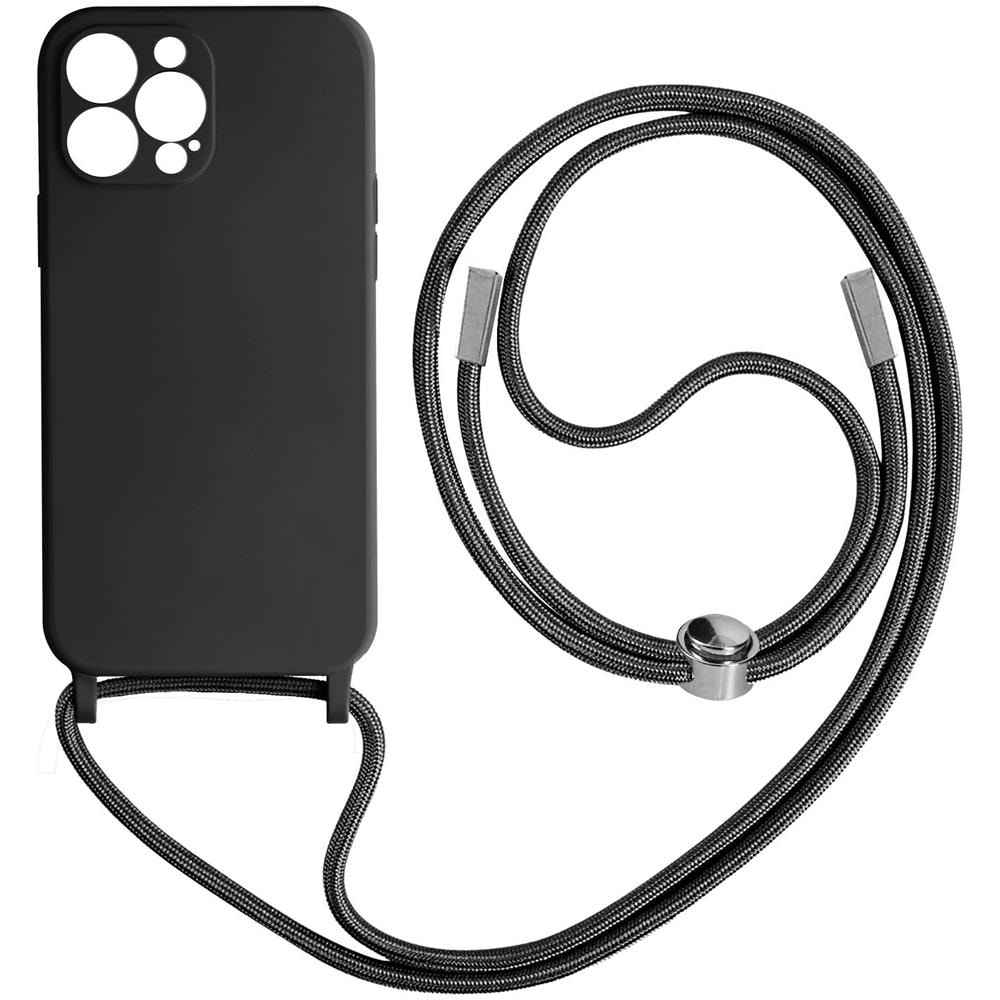 Cover Semirigida Per Iphone 13 Pro Cordino Nylon Intrecciato 80 Cm Nera - Foto 1