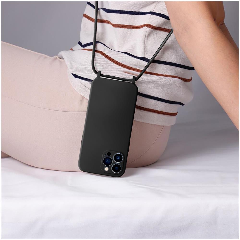 Cover Semirigida Per Iphone 13 Pro Cordino Nylon Intrecciato 80 Cm Nera - Foto 5