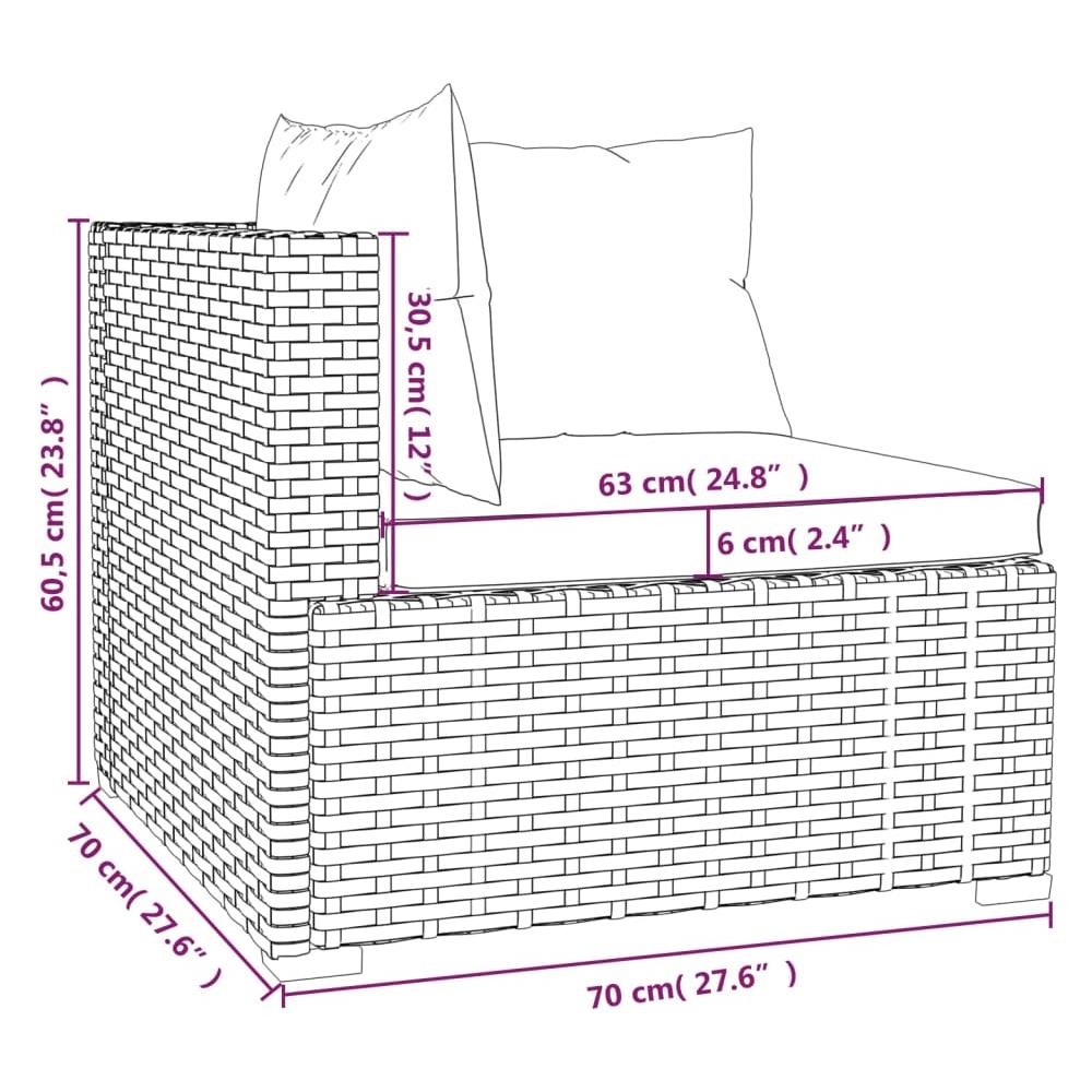 Set Divani Da Giardino 9 Pz Con Cuscini In Polyrattan Nero - Foto 7