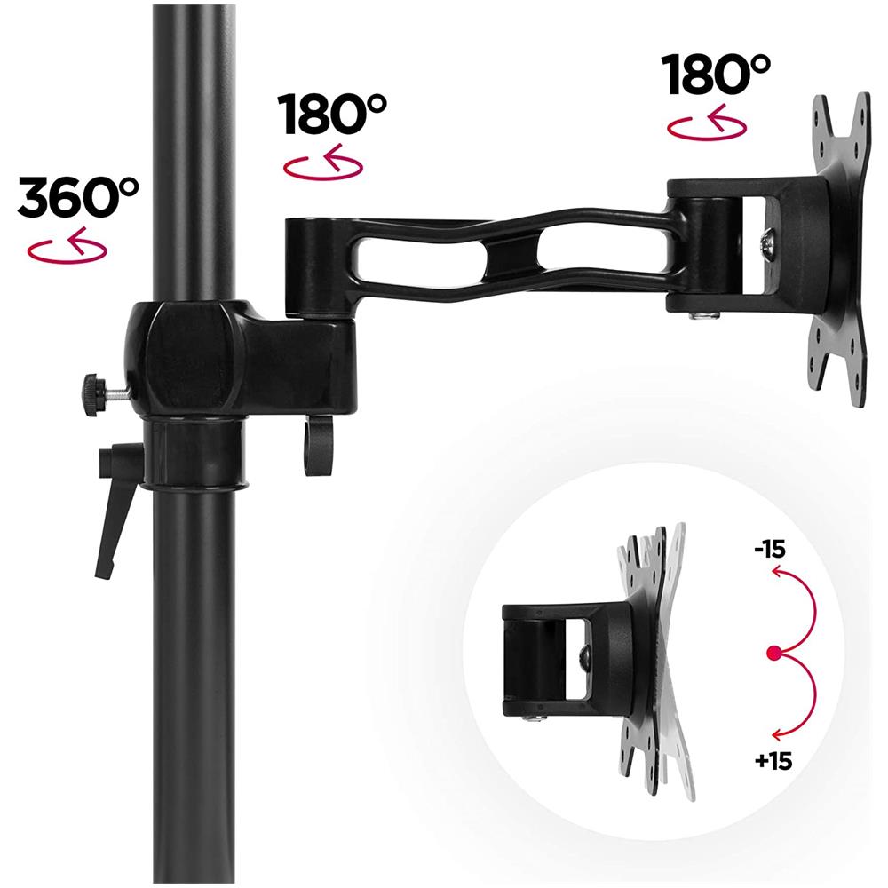 Dm35v2x2 Doppio Supporto Verticale 2 Monitor Da Scrivania Con Morsetto - Lunghezza Staffa 80cm - Altezza Regolabile E Orientabile - Compatibilità Universale Con Schermi Tv Monitor Con Vesa 100*100 - 1 Braccio Estensore - Foto 2