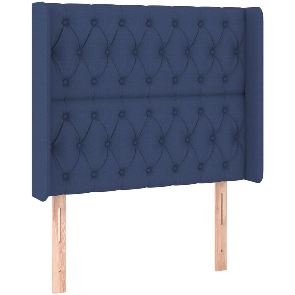 Testiera Ad Orecchio Blu 93x16x118/128 Cm In Tessuto - Foto 2