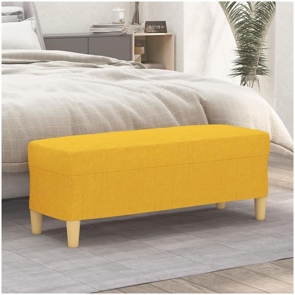 Panca Giallo Chiaro 100x35x41 Cm In Tessuto - Foto 1