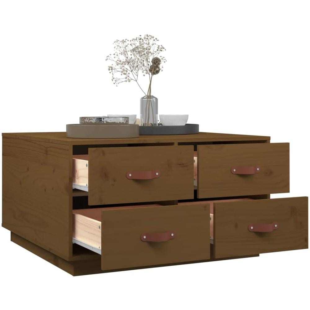 Tavolino Da Salotto Miele 80x80x45 Cm Legno Massello Di Pino - Foto 2