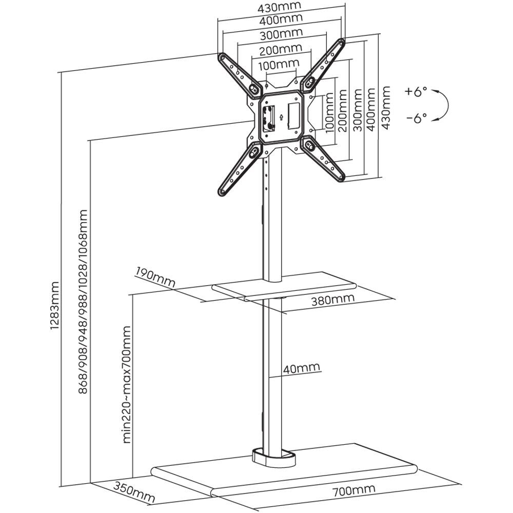 Supporto Da Pavimento Per Tv Lcd /led /plasma Da 23'' A 55'' - Foto 3
