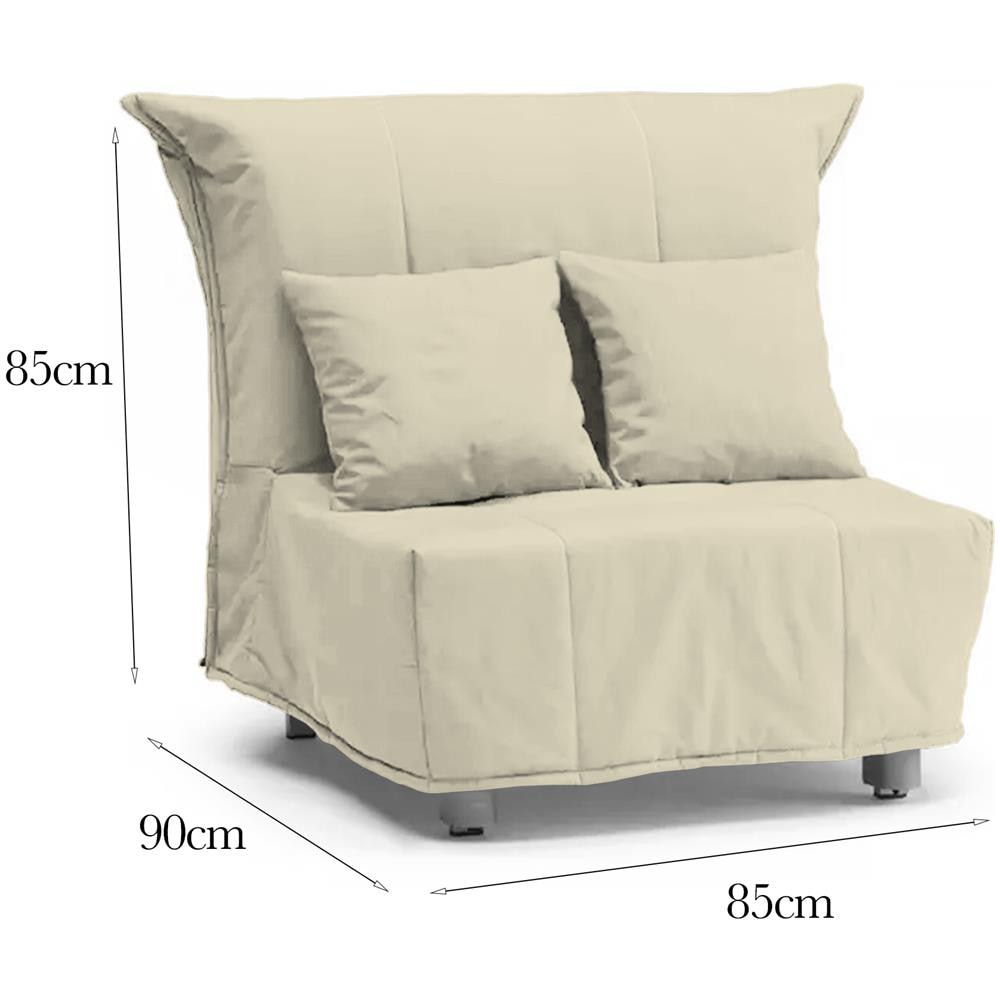 Divano Letto Alma, Divano Singolo, 100% Made In Italy, Poltrona Soggiorno Con Apertura A Carrello, In Tessuto Imbottito, Con Cuscini Inclusi, Cm 85x90h85, Beige - Foto 4
