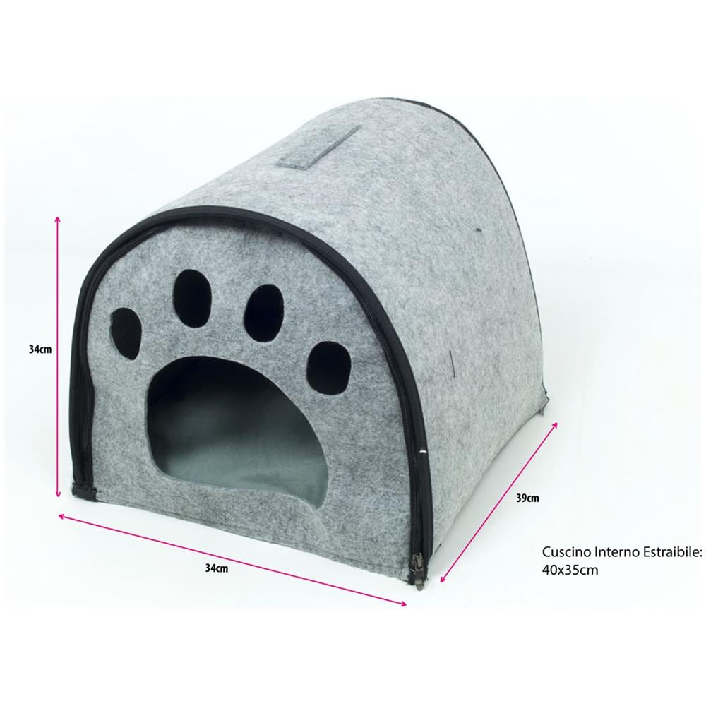 Cuccia Con Cuscino Per Animali Domestici Modello Impronte - Foto 4