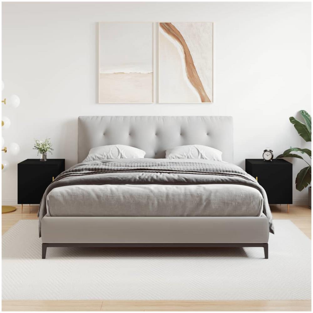 Comodini In Legno Di Pino Massello VidaXL - Set Da 2, Neri Ed Eleganti Per Camera Da Letto