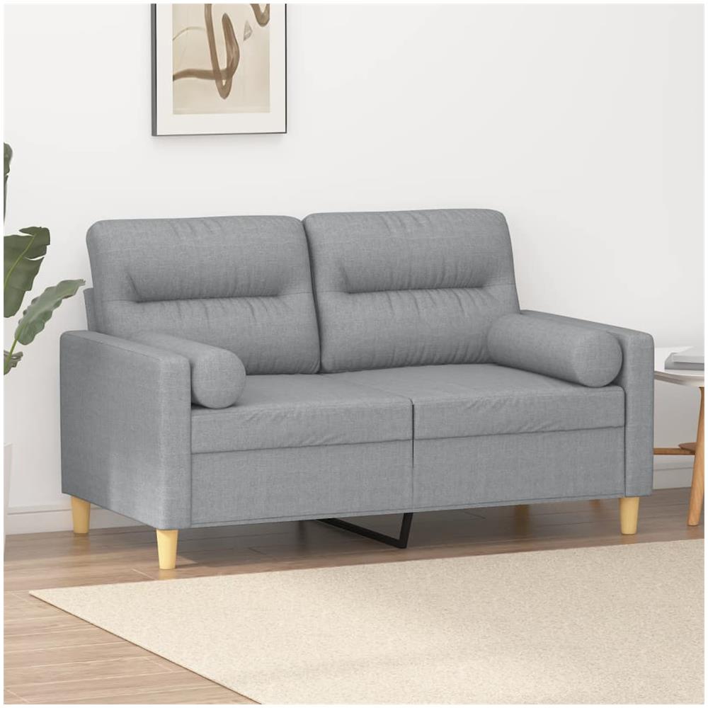 Divano A 2 Posti Con Cuscini Grigio Chiaro 120 Cm In Tessuto - Foto 1