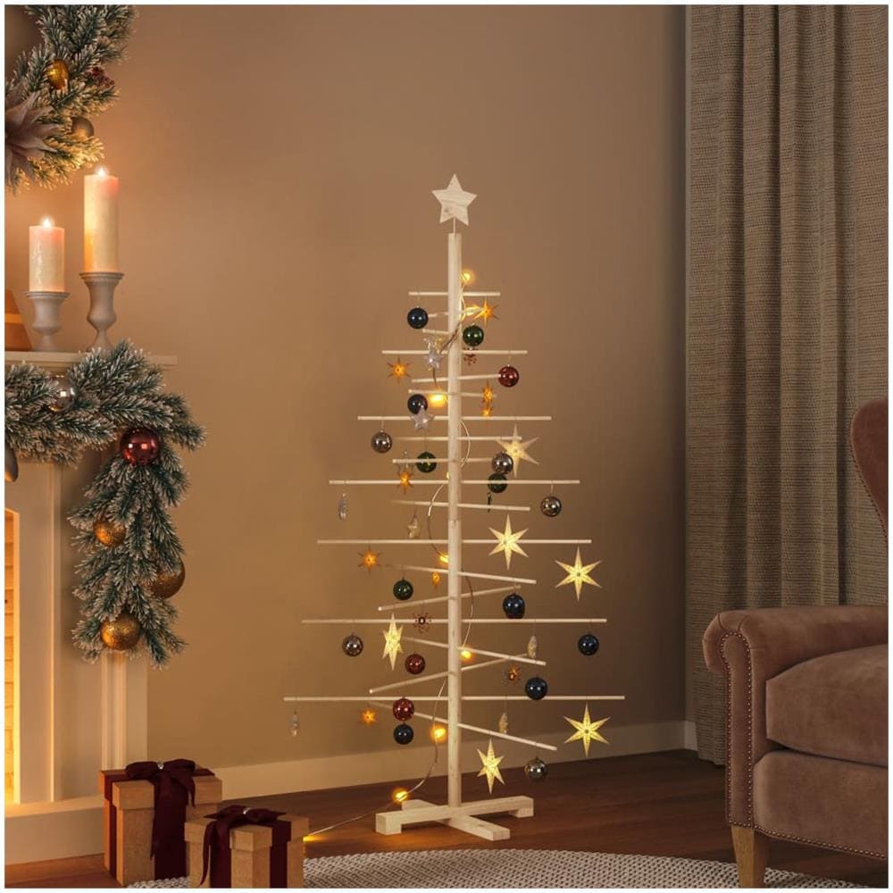 Albero di Natale Decorativo in Legno 150 cm Legno Massello Pino - Foto 1