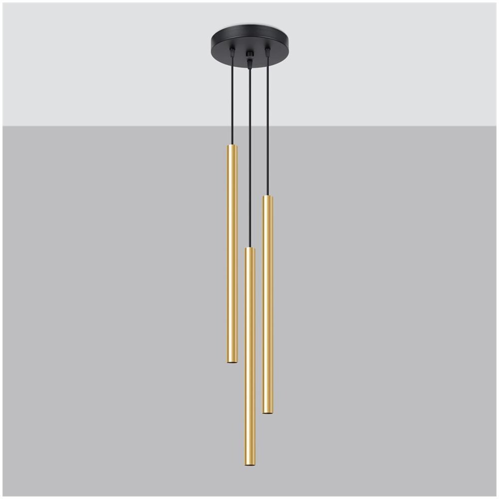 Lampada A Sospensione Pastelo 3p Oro Lucido Sl. 1197 - Moderno Lampade A Sospensione Splendore Dorato 90x20x20 Cm - Foto 2