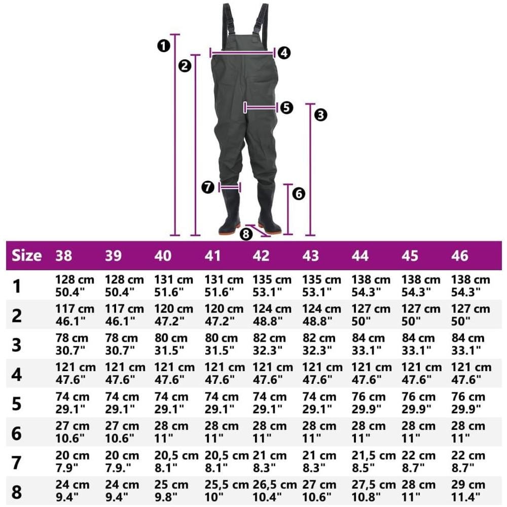 Wader da Pesca con Pettorina e Stivali Verde Scuro Taglia 46 - Foto 9