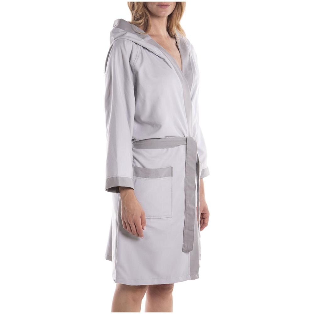 Accappatoio Con Cappuccio Spugnissima Tecno Bicolor In Microfibra Colore Argentato Misura S - Foto 3