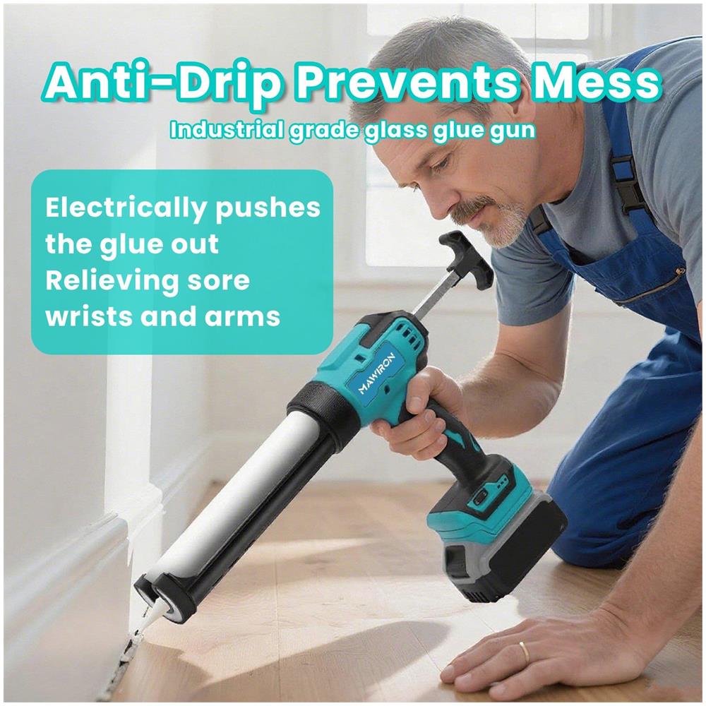 Pistola Per Silicone Elettrica, Pistola Per Stuccare Elettrica, Adatta Per Riparazioni Di Finestre, Porte, Cucine Ed Edifici, Con Due Batterie - Foto 2