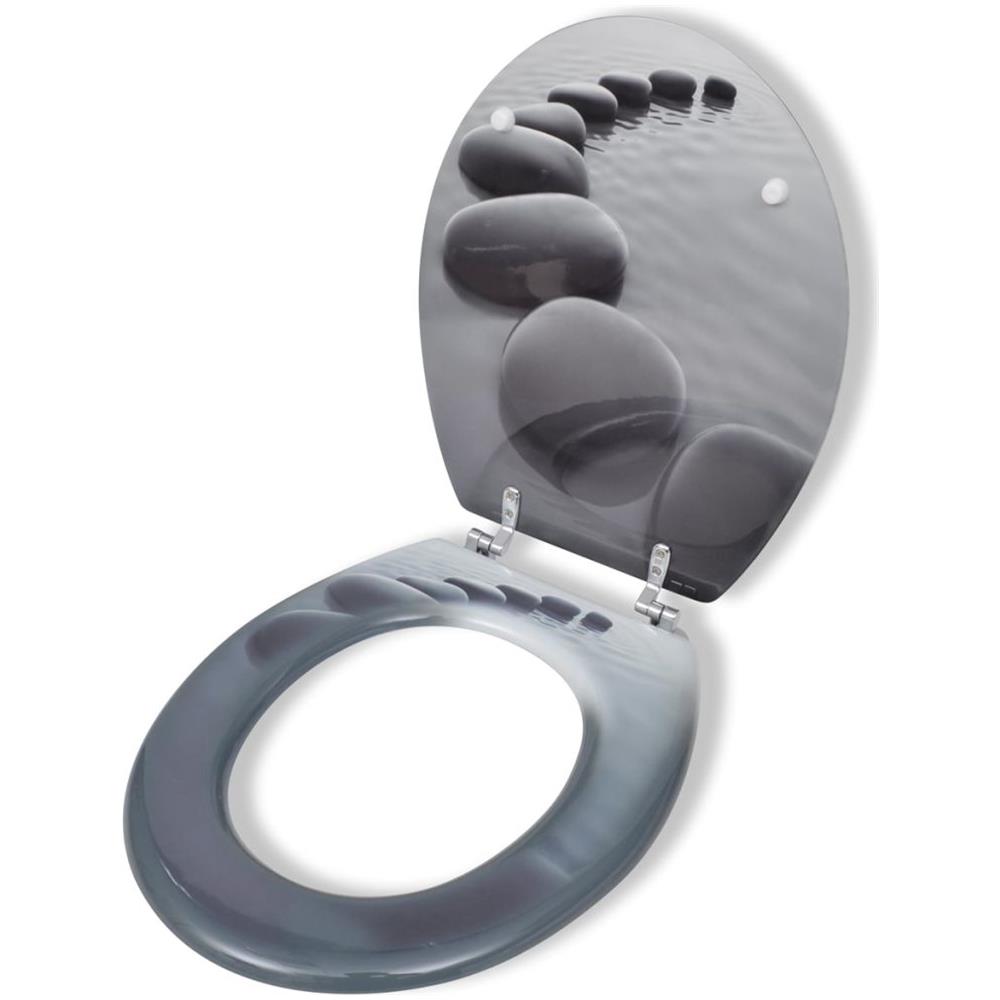Sedile Wc Mdf Coperchio Chiusura Forte Con Design Spettacolare Pietra - Foto 1