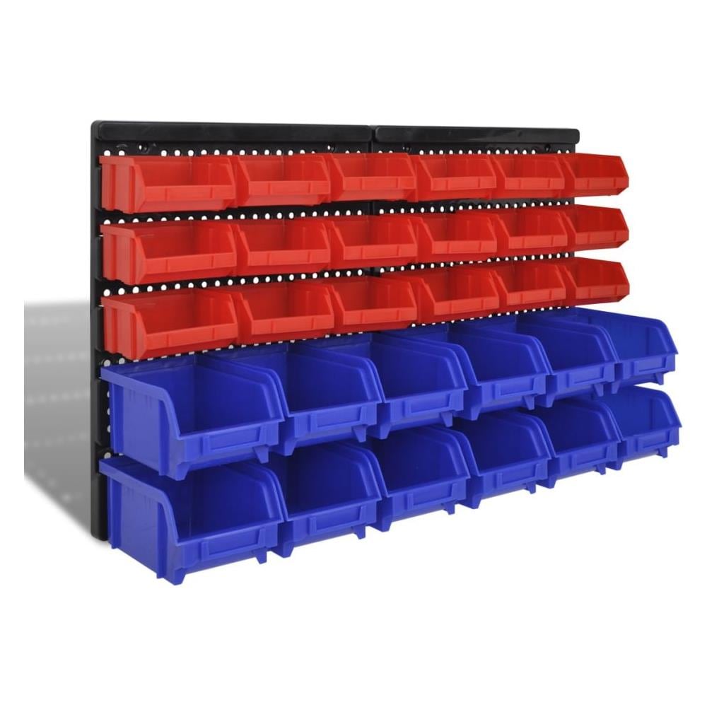 Contenitore Plastica Per Garage Da Parete Set 30 Pz Blu E Rossi - Foto 1