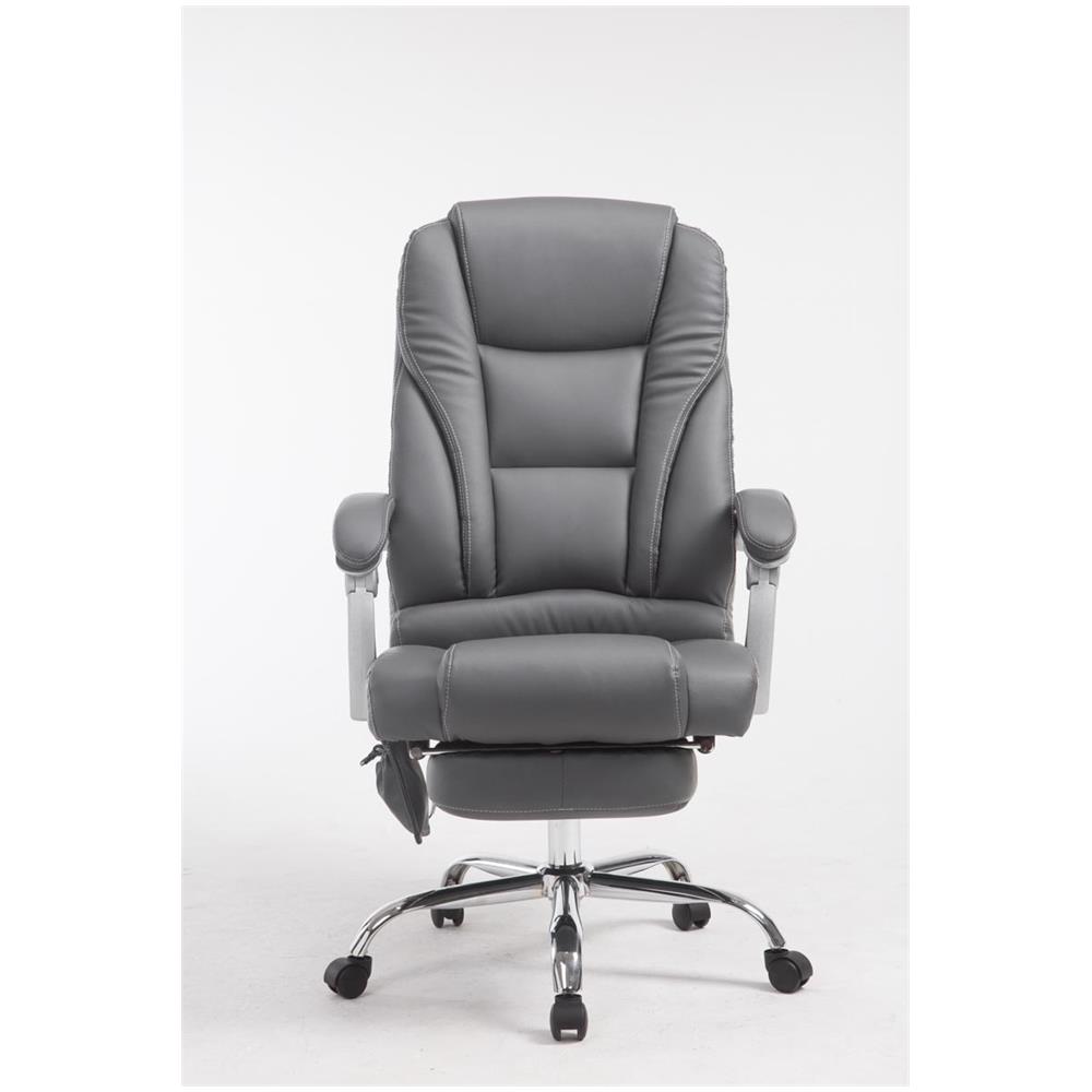 Sedia da ufficio massaggiante PACIFIC, poltrona relax con poggiapiedi estraibile, altezza regolabile, in similpelle, ergonomica, girevole, con ruote, capacità di carico massimo 150 kg grigio - Foto 2