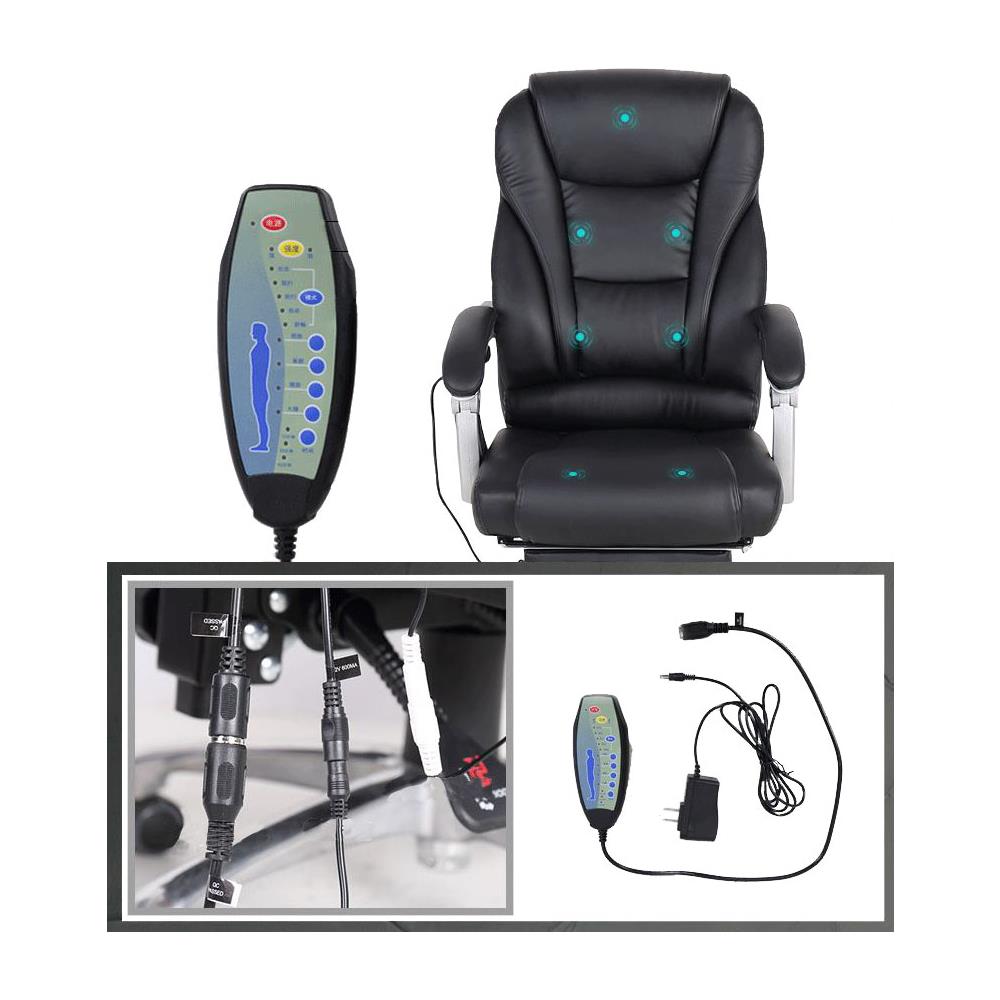 Sedia da ufficio massaggiante PACIFIC, poltrona relax con poggiapiedi estraibile, altezza regolabile, in similpelle, ergonomica, girevole, con ruote, capacità di carico massimo 150 kg grigio - Foto 4