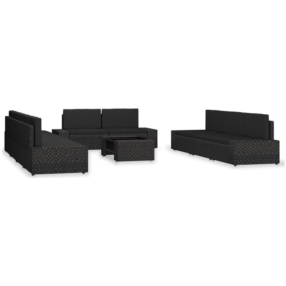 Set Divani Da Giardino 10 Pz In Polyrattan Nero - Foto 1